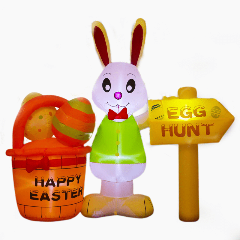 Easter Inflatable Bunnyt and Eggs Basket with LED