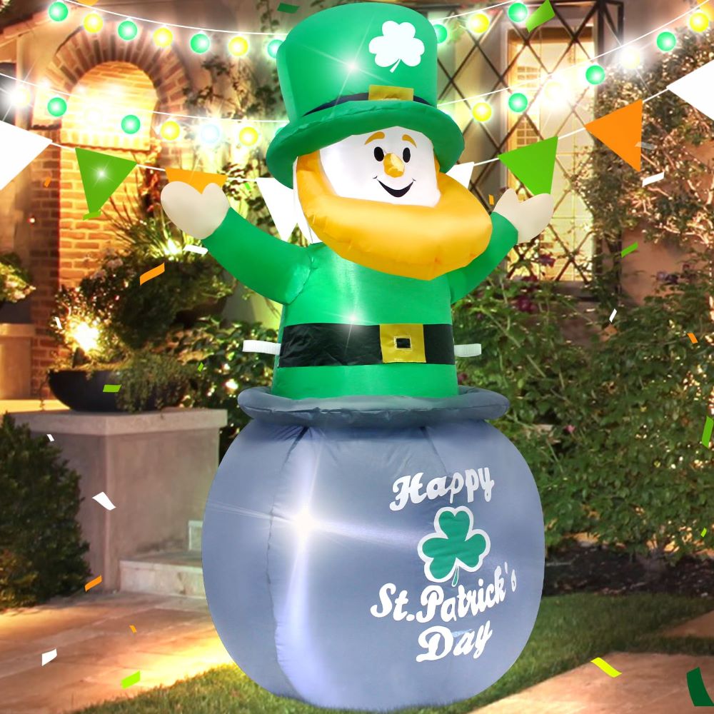 Patrick's Day Inflatable Leprechaun Attached